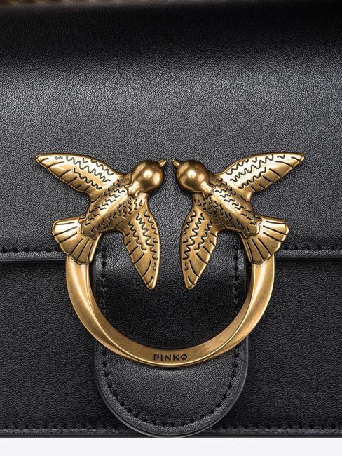 LOVE ONE MINI Minitasche aus Kalbsleder schwarz-antikgold - Damentaschen