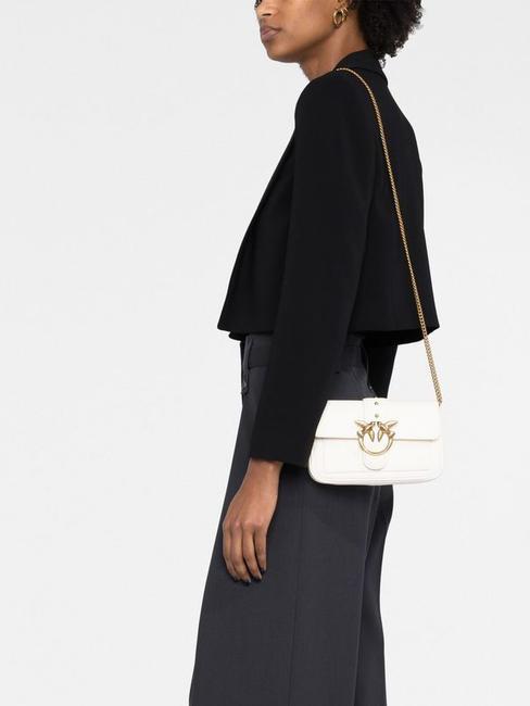 LOVE ONE POCKET Umh&auml;ngetasche aus Leder Seide wei&szlig;-antikgold - Damentaschen