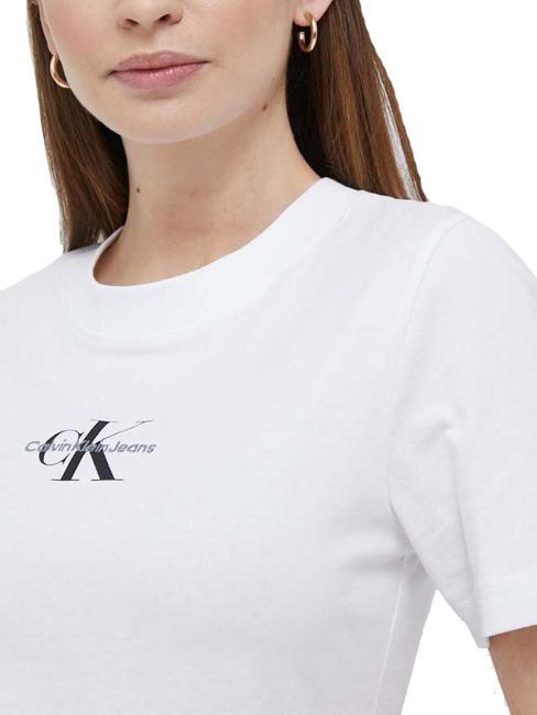 CK JEANS MONOLOGO Schmal geschnittenes T-Shirt aus Baumwolle Helles Weiss - T-Shirts und Tops f&uuml;r Damen