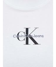 CALVIN KLEIN CK JEANS MONOLOGO Schmal geschnittenes T-Shirt aus Baumwolle Helles Weiss - T-Shirts und Tops f&uuml;r Damen - 4