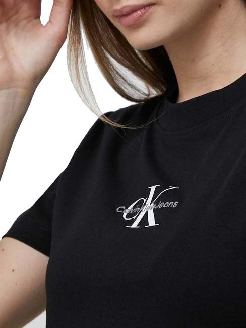 CK JEANS MONOLOGO Schmal geschnittenes T-Shirt aus Baumwolle Ck Schwarz - T-Shirts und Tops f&uuml;r Damen