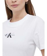 CALVIN KLEIN CK JEANS MONOLOGO Schmal geschnittenes T-Shirt aus Baumwolle Helles Weiss - T-Shirts und Tops f&uuml;r Damen - 3