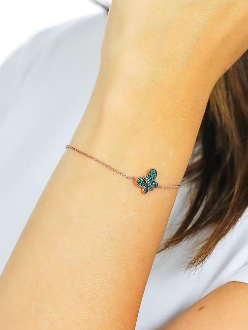 FARFALLE Blaues und weißes Zirkonarmband Rose - Armbänder