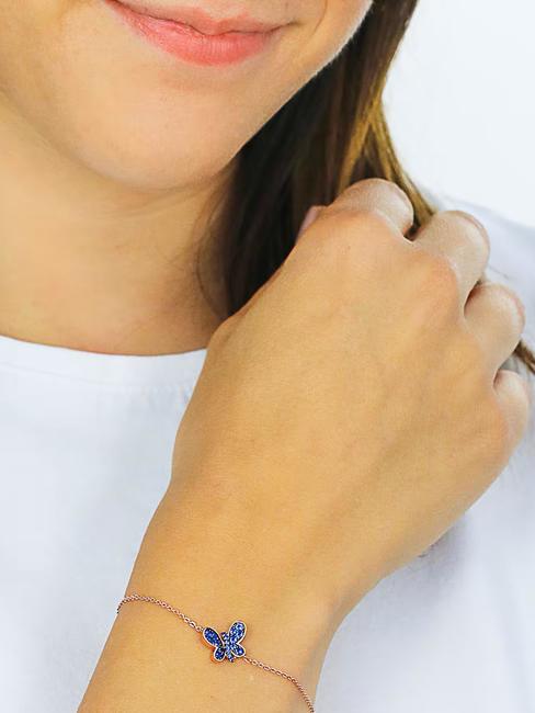 FARFALLE Blaues und weißes Zirkonarmband Rose - Armbänder