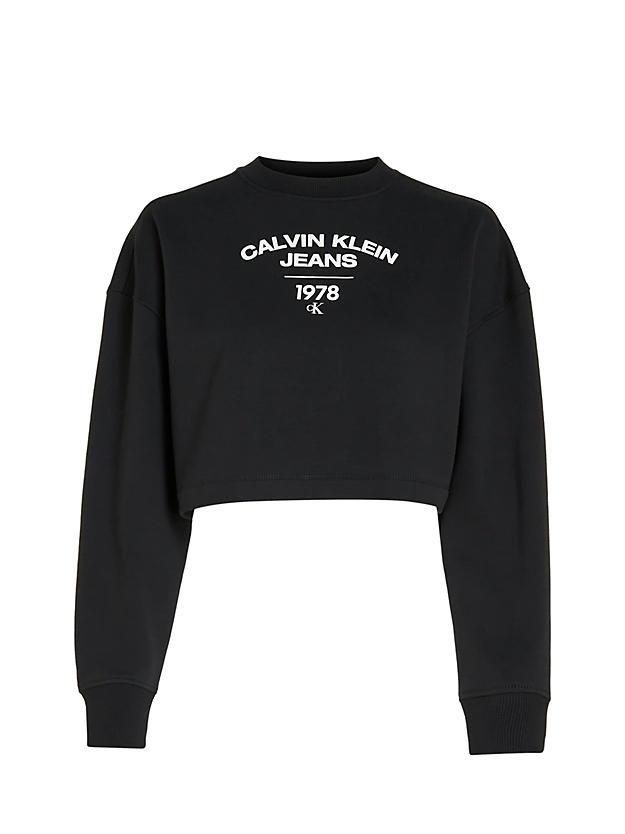 Sweatshirt Calvin Rundhalsausschnitt Varsity Mit Jeans Outlet-Preisen! Zu Schwarz- Einkaufen Ck Ck Logo Klein