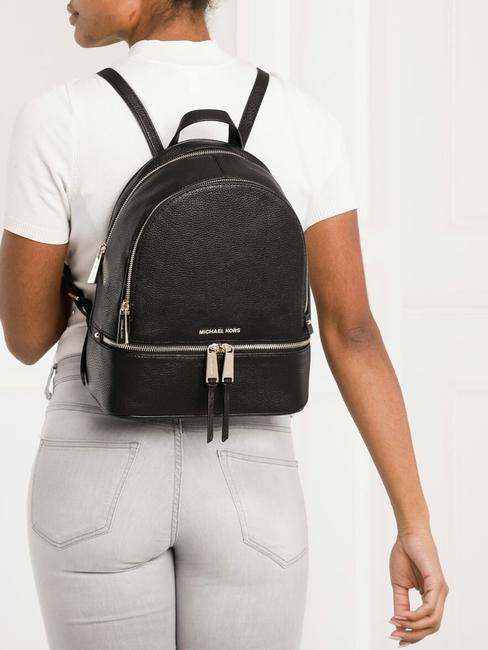 RHEA Lederrucksack Schwarz - Damentaschen