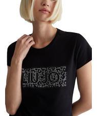 LIUJO MODA T-Shirt mit Pailletten-Logo Nero Macula Liujo - T-Shirts und Tops f&uuml;r Damen - 3
