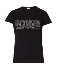 LIUJO MODA T-Shirt mit Pailletten-Logo Nero Macula Liujo - T-Shirts und Tops f&uuml;r Damen - 4