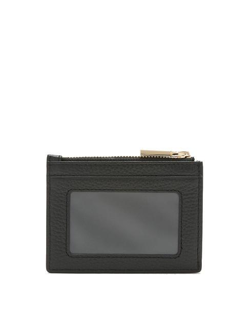 METALLIC SOFT Flache Geldbörse aus strukturiertem Leder Schwarz - Brieftaschen Damen