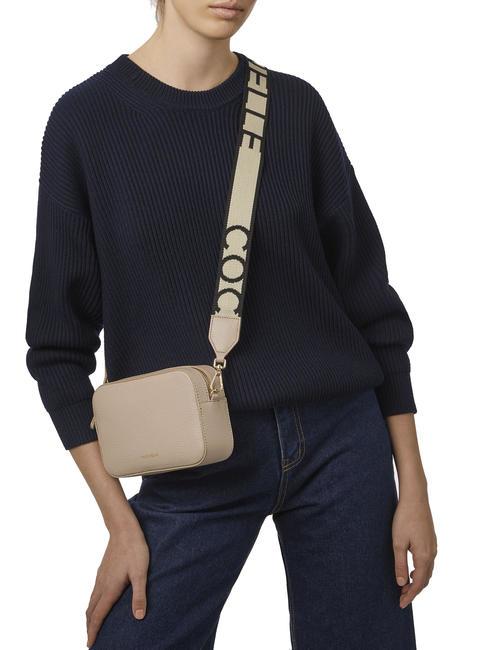 TEBE Schultertasche aus strukturiertem Leder Puderrosa - Damentaschen