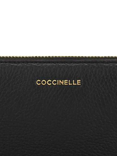 METALLIC SOFT Geldb&ouml;rse aus strukturiertem Leder mit Rei&szlig;verschluss Schwarz - Brieftaschen Damen