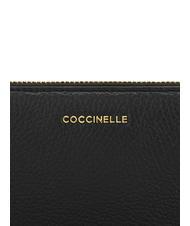 COCCINELLE METALLIC SOFT Geldb&ouml;rse aus strukturiertem Leder mit Rei&szlig;verschluss Schwarz - Brieftaschen Damen - 3