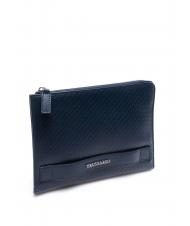 TRUSSARDI Busta porta tutto in Haut Tragetasche aus bedrucktem Leder Blau - Etuitaschen &amp; Necessaire - 2
