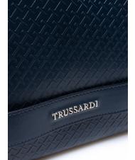 TRUSSARDI Busta porta tutto in Haut Tragetasche aus bedrucktem Leder Blau - Etuitaschen &amp; Necessaire - 3