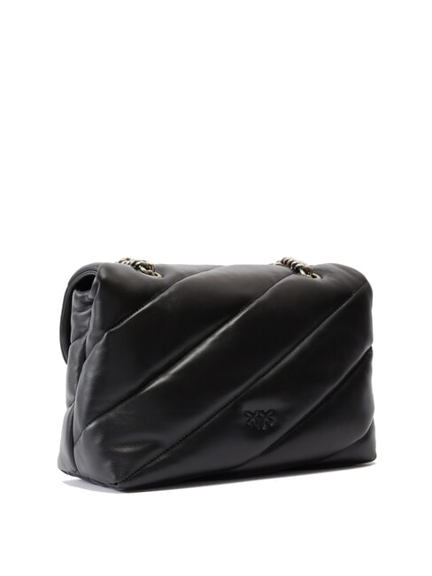 CLASSIC LOVE PUFF Tasche aus Nappaleder schwarz-altsilber - Damentaschen