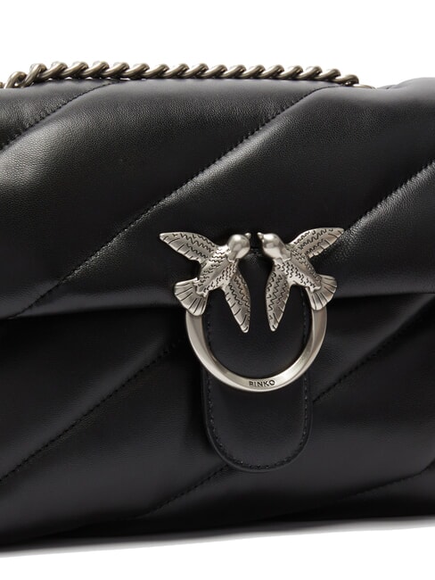 CLASSIC LOVE PUFF Tasche aus Nappaleder schwarz-altsilber - Damentaschen