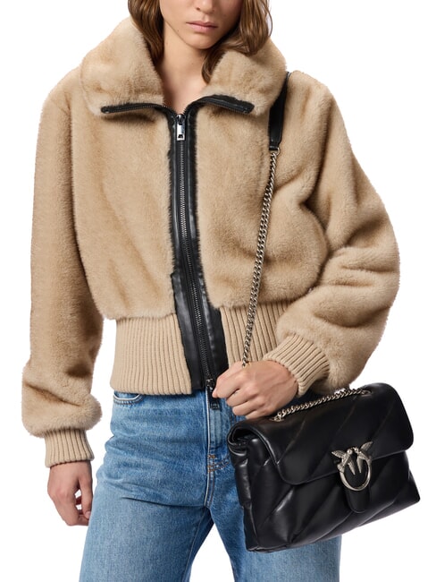 CLASSIC LOVE PUFF Tasche aus Nappaleder schwarz-altsilber - Damentaschen