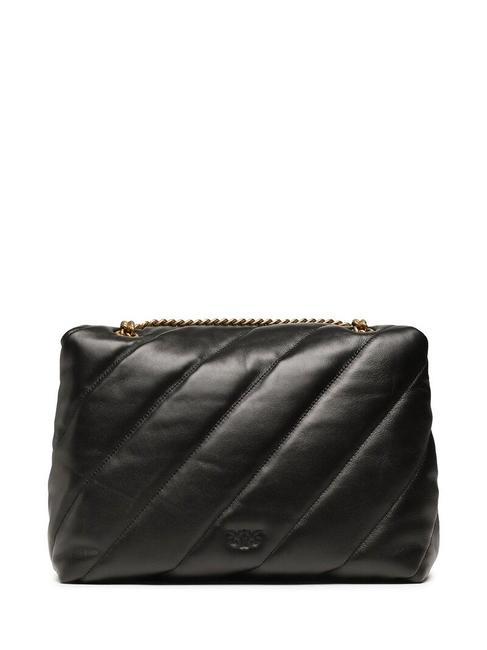 BIG LOVE PUFF Tasche aus Nappaleder schwarz-antikgold - Damentaschen