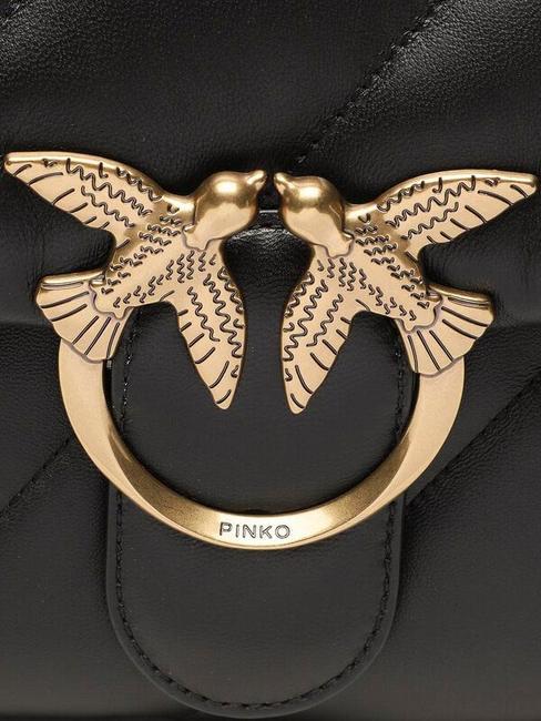 BIG LOVE PUFF Tasche aus Nappaleder schwarz-antikgold - Damentaschen