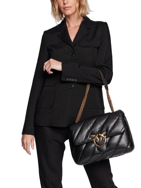 BIG LOVE PUFF Tasche aus Nappaleder schwarz-antikgold - Damentaschen