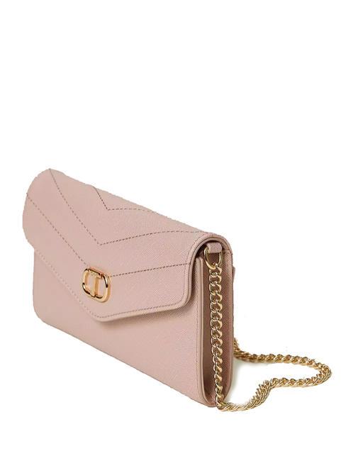 OVAL T Clutch mit Kettenschulterriemen nebliges Rosa - Damentaschen