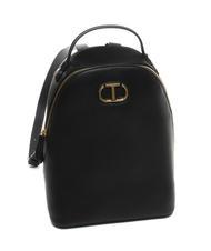 TWINSET OVAL T Lederrucksack Schwarz - Damentaschen - 3
