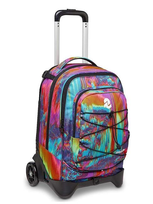 NEW PLUG FANTASY Abnehmbarer Trolley-Rucksack, 2 Rollen digitale Mehrfarben - Rucks&auml;cke mit Trolleyfunktion