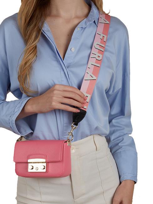 METROPOLIS Mikro-Umhängetasche aus Leder Quarzblüten/Begonien - Damentaschen