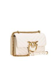 PINKO MINI LOVE BAG Eine Chevron-Tasche Seide weiß-antikgold - Damentaschen - 2