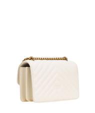 PINKO MINI LOVE BAG Eine Chevron-Tasche Seide weiß-antikgold - Damentaschen - 3