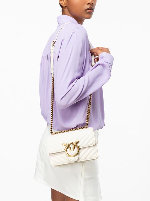 MINI LOVE BAG Eine Chevron-Tasche Seide weiß-antikgold - Damentaschen