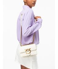 PINKO MINI LOVE BAG Eine Chevron-Tasche Seide weiß-antikgold - Damentaschen - 7