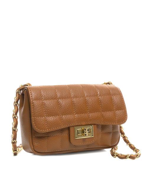 GIULIA Dollar-Umhängetasche aus Leder mit Kette dunkles Leder - Damentaschen