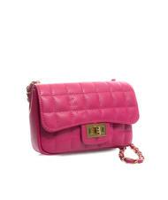 LESAC GIULIA Dollar-Umh&auml;ngetasche aus Leder mit Kette Fuchsie - Damentaschen - 2