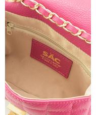 LESAC GIULIA Dollar-Umh&auml;ngetasche aus Leder mit Kette Fuchsie - Damentaschen - 7