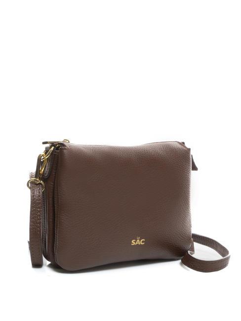 SIMONA Umhängetasche aus Tris-Dollar-Leder Mokka - Damentaschen