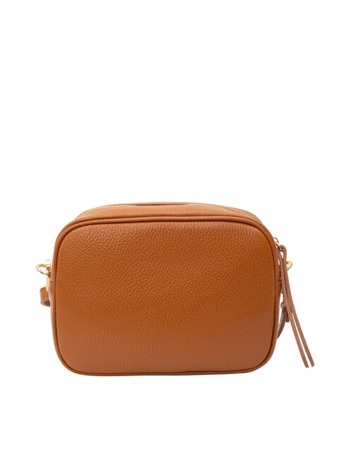 LUCIA Doppelte Umhängetasche aus Dollar-Leder dunkles Leder - Damentaschen