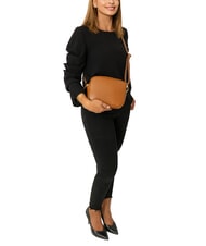 LESAC LUCIA Doppelte Umhängetasche aus Dollar-Leder dunkles Leder - Damentaschen - 5