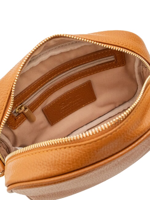 LUCIA Doppelte Umhängetasche aus Dollar-Leder dunkles Leder - Damentaschen