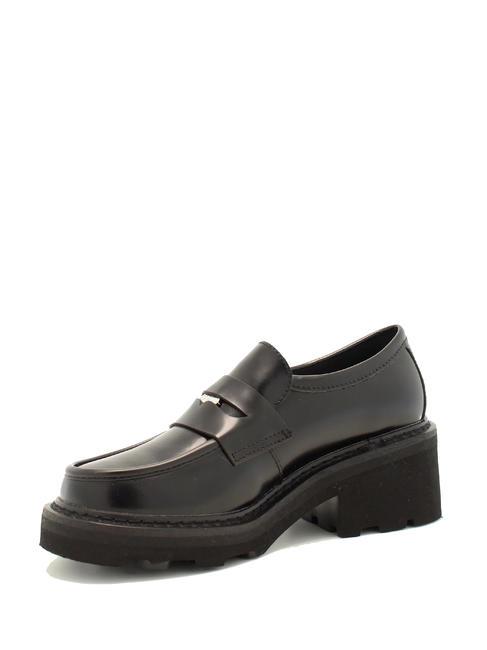 GRACE 3923 Mokassin-Schuhe aus Leder Schwarz - Damenschuhe