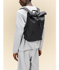 RAINS ROLLTOP RUCKSACK Großer wasserdichter Rucksack Schwarz - Rucksäcke für Schule &amp; Freizeit - 4