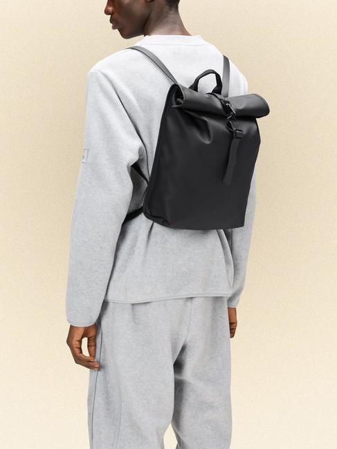 ROLLTOP RUCKSACK MINI Wasserdichter Rucksack Schwarz - Rucksäcke für Schule &amp; Freizeit