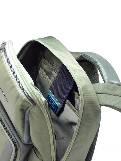 WALLABY Rucksack aus Leder und Stoff, 14-Zoll-PC-Halter GR&Uuml;N - PC-Rucks&auml;cke
