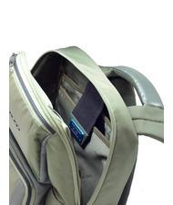 PIQUADRO WALLABY Rucksack aus Leder und Stoff, 14-Zoll-PC-Halter GR&Uuml;N - PC-Rucks&auml;cke - 3