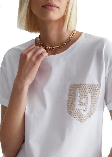 BREASTPOCK &Ouml;ko-T-Shirt mit Logo und Strasssteinen wei&szlig;e lj-brusttasche - T-Shirts und Tops f&uuml;r Damen