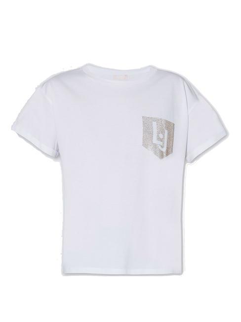 BREASTPOCK &Ouml;ko-T-Shirt mit Logo und Strasssteinen wei&szlig;e lj-brusttasche - T-Shirts und Tops f&uuml;r Damen