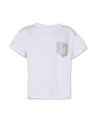 LIUJO BREASTPOCK &Ouml;ko-T-Shirt mit Logo und Strasssteinen wei&szlig;e lj-brusttasche - T-Shirts und Tops f&uuml;r Damen - 5