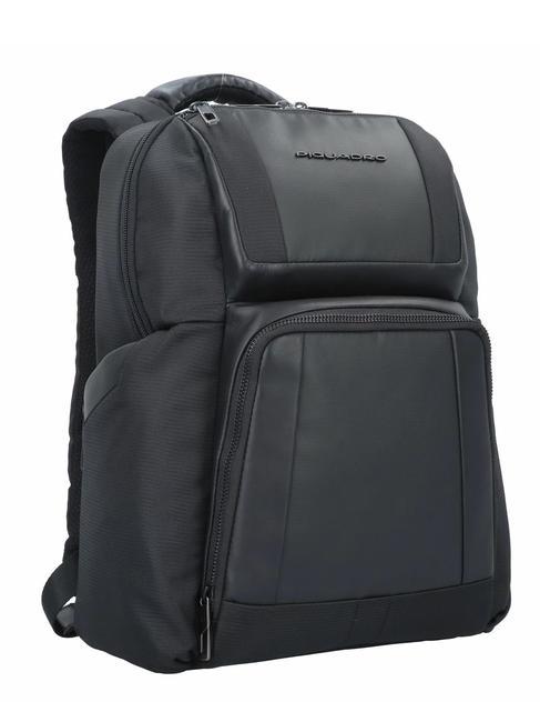 WALLABY Rucksack aus Leder und Stoff, 14-Zoll-PC-Halter Schwarz - PC-Rucksäcke