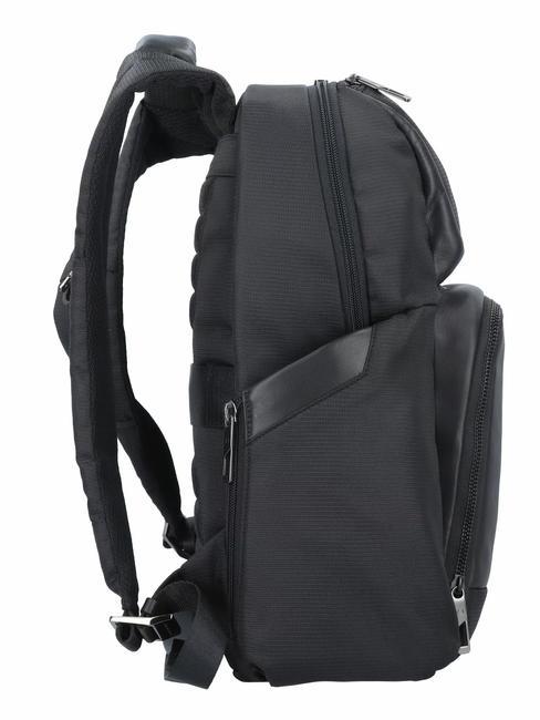 WALLABY Rucksack aus Leder und Stoff, 14-Zoll-PC-Halter Schwarz - PC-Rucksäcke