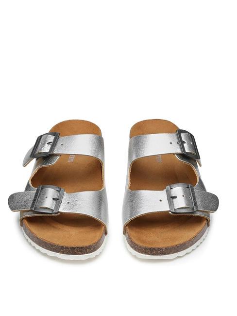 VEGA  Sandalen aus laminiertem Leder mit zwei Schnallen Silber - Damenschuhe